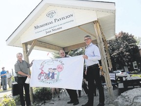 Emily Mountney-Lessard/the Intelligencer
This picnic pavilion was dedicated in honour of Jake Nelson, a longtime supporter of the Children's Safety Village, during an event there on Friday in Belleville.