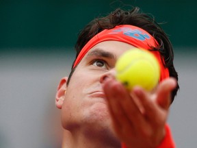 Milos Raonic of Canada during a French Open match against Albert Ramos-Vinola of Spain at Roland Garros in Paris on May 29, 2016. (REUTERS/Pascal Rossignol)