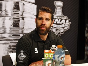 Pascal Dupuis of the Pittsburgh Penguins addresses the media during the Stanley Cup Final Media Day at Consol Energy Center in Pittsburgh on May 29, 2016. (Justin K. Aller/Getty Images/AFP)