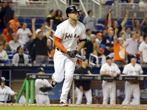 Giancarlo Stanton of the Miami Marlins competed against Kevin Pillar's high school teams in three sports. (LYNNE SLADKY/AP files)
