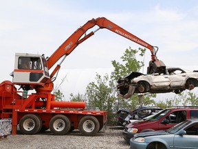 The Crush Cancer event was held at BM Metals recycling facility in Sudbury, Ont. on Saturday May 28, 2016. The event, which had cars being crushed, was held to wrap up the Scrap Cancer fundraiser for the Northern Cancer Foundation. John Lappa/Sudbury Star/Postmedia Network