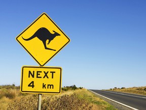 A kangaroo crossing sign is pictured in Australia in this file photo. (Davis McCardle/Getty Images)