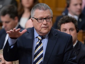 Public Safety Minister Ralph Goodale answers a question during Question Period in the House of Commons on Parliament Hill in Ottawa on Wednesday, May 18, 2016. THE CANADIAN PRESS/Adrian Wyld