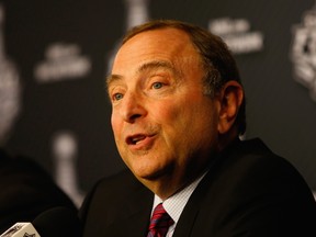 NHL Commissioner Gary Bettman speaks with the media during a press conference prior to Game One of the 2016 NHL Stanley Cup Final.  (Justin K. Aller/Getty Images/AFP)