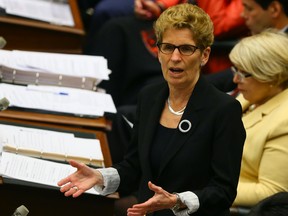 Ontario Premier Kathleen Wynne speaks at Queens Park in Toronto on Monday May 9, 2016. (Dave Abel/Toronto Sun/Postmedia Network)
