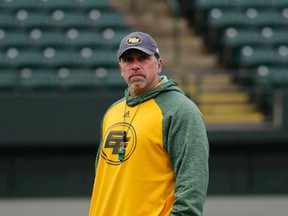 Eskimos defensive co-ordinator Mike Benevides. (Larry Wong)