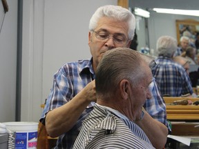 Garry Anctil has been cutting hair for over half a century; he  picked up the trade when he was 16, and his finesse and skill shows in a clientele that has been following him for the last 54 years. | Carlos Verde photo/Pincher Creek Echo