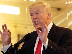 Republican presidential candidate Donald Trump answers questions during a news conference in New York, Tuesday, May 31, 2016. (AP Photo/Richard Drew)