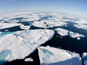 This July 10, 2008 file photo shows ice floes in Baffin Bay above the Arctic Circle, seen from the Canadian Coast Guard icebreaker Louis S. St-Laurent. An international aviation authority has issued a notice that debris from a Russian rocket launch will fall into Baffin Bay on the weekend. (AP Photo/The Canadian Press, Jonathan Hayward)