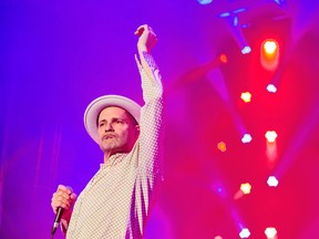 Gordon Downie, lead singer of the Tragically Hip as they perform at the Meridian Centre in St. Catharines during their Fully and Completely tour on Tuesday, February 17, 2015. (Bob Tymczyszyn/Postmedia Network)