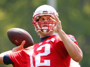 New England Patriots quarterback Tom Brady throws during OTA's at Gillette Stadium. (Winslow Townson/USA TODAY Sports)