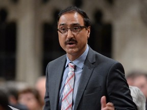 Infrastructure and Communities Minister Amarjeet Sohi responds to a question during Question Period in the House of Commons, Monday, May 30, 2016 in Ottawa. THE CANADIAN PRESS/Adrian Wyld