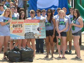 About 40 Central Elgin Collegiate Institute students scoured Port Stanley's Main Beach Tuesday afternoon for cigarette butts to kick off Elgin St. Thomas Public Health's Butt Free Beach initiative. The anti-smoking event, a partnership with the Municipality of Central Elgin, coincided with World No Tobacco Day.