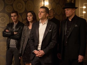 L-R: Dave Franco, Lizzy Caplan, Jesse Eisenberg and Woody Harrelson in  "Now You See Me 2."