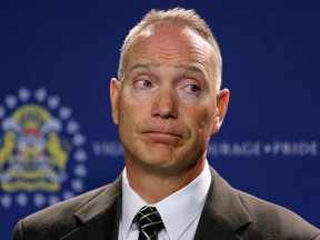 Staff Sgt. Robert Rutledge talks to media during a press conference at Westwinds in Calgary, Alat., on Wednesday June 1, 2016 about charges laid in connection with sexual assaults alleged to have occurred at a day home. Leah Hennel/Postmedia