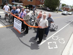 Jason Miller/The Intelligencer
Several cyclists join city staff, along with members of council, for the opening of the Yeomans Street bike lanes. The opening marks the beginning of an intricate path of dedicated cycling lanes throughout the city.