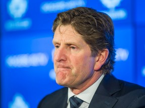 Mike Babcock, head coach of the Toronto Maple Leafs, addresses media during the Leafs locker clean out at the Air Canada Centre in Toronto, Ont. on Sunday April 10, 2016. Ernest Doroszuk/Toronto Sun/Postmedia Network