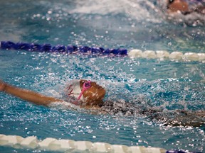 A member of the Vermilion Vipers Swim Club swims her back stroke during the Vermilion Vipers Invitational Swim Meet on Saturday, May 28. Taylor Hermiston/Vermilion Standard/Postmedia Network.