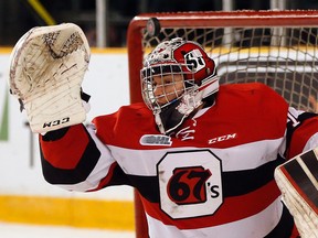 The Ottawa 67s traded goalie Liam Herbst to the Guelph Storm in exchange for a fourth-round draft pick. (Darren Brown/Ottawa Sun/Files)