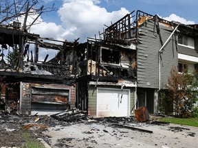 A home on Silin Forest Road in Fort McMurray, Alta., that was damaged by an explosion, June 2, 2016. Residents returned to Fort McMurray in a phased re-entry, almost a month after a massive wildfire forced the evacuation of the entire city population of almost 90,000 people. (LARRY WONG/POSTMEDIA NETWORK)