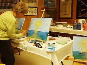 Janet Billson paints at the Seaforth Legion.(Shaun Gregory/Huron Expositor)