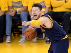Matthew Dellavedova and Cleveland Cavaliers play the Warriors in Game 2 on Sunday night. (AFP)