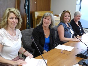 Corrie Lamoureux, left, Lisa Jelley, second from left, and Joscelyne Phillipe, far right,spoke Friday about the impact a drunk driving accident on Municipal Road 80 the morning of June 21, 2009, has had on their families. Also in photograph is Leanne Lavoie, IMPACT 6/21 Foundation member.