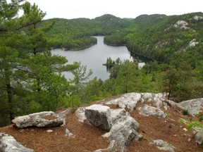 Looking east from a lookout on Grace Lake where Franklin Carmichael sketched in the 1930s, using a flat-topped boulder as a painting stool. (Jim Moodie/Sudbury Star)