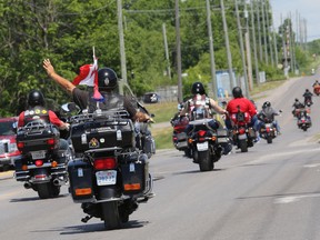 Participants in the eighth annual Hero's Highway Ride begin their trip to the Highway of Heroes, on Saturday June 4, 2016 in Trenton, Ont.

Emily Mountney-Lessard/Belleville Intelligencer/Postmedia Network