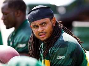 Damaso Munoz during Edmonton Eskimos practice at Commonwealth Stadium in Edmonton on Aug. 13, 2013. (Codie McLachlan/Edmonton Sun)