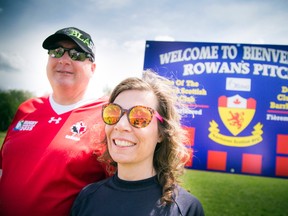 Gordon and Kathleen Stringer along with the Barrhaven Scottish Rugby Club and local community leaders came together at Ken Ross Park in Barrhaven for the renaming of the Rugby Pitch to Rowan’s Pitch.   At 17 years old Rowan played rugby for the Barrhaven Scottish Rugby Club and for John McRae Secondary School. She died in 2013 from Second Impact Syndrome caused by multiple concussions. Rowan’s story inspired Rowan’s Law which will pass the Ontario Legislature next week. The renaming of the rugby pitch to Rowan’s Pitch was formally passed by Ottawa City Council last fall.  (Ashley Fraser/ Postmedia Network)