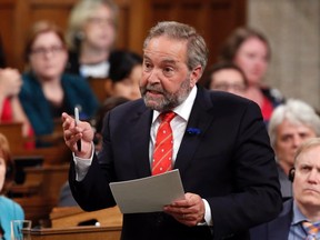 NDP Leader Tom Mulcair stands during Question Period in the House of Commons on Parliament Hill, in Ottawa June 1 2016. THE CANADIAN PRESS/Fred Chartrand