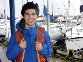 Queen's University Robotic Sailing team captain Evan Chou in Kingston on Sunday. (Steph Crosier/The Whig-Standard)
