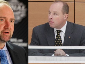 Peter DeBoer and Steve Spott, San Jose Sharks coaches and long-time friends. (Getty Images/Postmedia)