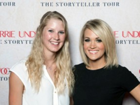 Erin Matheson (left), of Mitchell, had the chance to meet country music superstar Carrie Underwood prior to Underwood’s concert in London May 30. SUBMITTED