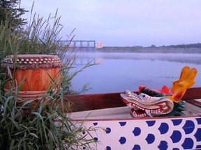 The Dragon Boats await action on the lake as part of the 2016 Fanshawe Dragon Boat Festival, taking place on June 11.