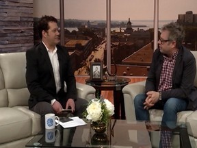 Bill Welychka interviews Steve Page of The Barenaked Ladies fame on his WS Daily program on CKWS-TV. (Supplied photo)