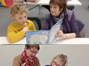 From top: Karen and Matthew, Carolyn and Zaveri, and Dennis and Carter teamed up in the first session of Reading Buddies this January and February. Put together by Kiwanis and the Chatham-Kent Public Library, the six-week period helps children become better readers.