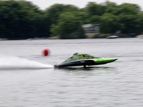 A hydroplane racer goes full throttle at a past running of the Nickel Cup at Gananoque. (Postmedia Network)