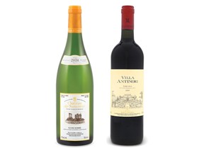 (Left) Château de Sancerre 2014 Loire Valley, France and Marchesi Antinori 2012 Villa Antinori Rosso Tuscany, Italy.