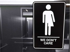 Gender neutral washroom sign. Sara D. Davis / Getty Images