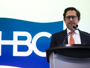 Richard Baker, Governor and Executive Chairman of Hudson's Bay Co. addresses the company's shareholders during the annual meeting of its shareholders in Toronto on Friday, June 3, 2016. THE CANADIAN PRESS/Christopher Katsarov