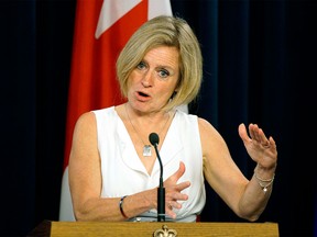 Alberta Premier Rachel Notley discusses the government's accomplishments during the spring sitting of the Legislature. The media availability was held at the Alberta legislature in Edmonton on June 7, 2016. (LARRY WONG/POSTMEDIA NETWORK)