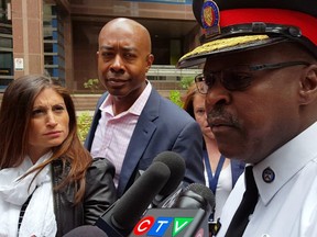 Toronto Police Chief Mark Saunders speaks with the media outside police headquarters on June 8, 2016. (Aaron DeAndrea/Toronto Sun)