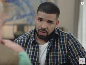 Drake is interviewed by Jiminy Glick as part of Maya & Marty, the new variety show starring Maya Rudolph and Martin Short. (Screengrab)