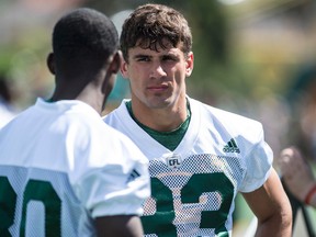 Brandon Zylstra is getting positive reviews from Eskimos QB Mike Reilly, who says he enjoys working with players from small schools because they've had to work to get as far as they have. (Shaughn Butts)