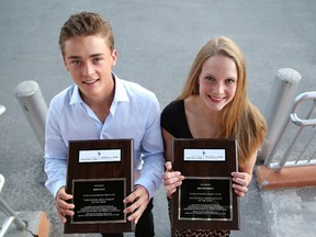 Ward Kyle and Nina Kucheran were named the male and female high school athletes of the year at the 48th annual sports celebrity dinner in Sudbury, Ont. on Wednesday June 8, 2016. Gino Donato/Sudbury Star/Postmedia Network