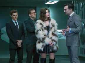 In this image released by Summit Entertainment, Dave Franco, Jesse Eisenberg, Lizzy Caplan and Henry Lloyd-Hughes appear in a scene from, "Now You See Me 2." (Jay Maidment/Summit Entertainment)