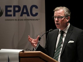 Brad Wall, Premier of Saskatchewan, talks to  energy industry executives at a luncheon hosted by The Explorers and Producers Association of Canada (EPAC) at Calgary's Petroleum Club on Wednesday June 8, 2016. 
Gavin Young/Postmedia