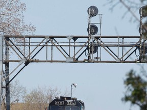 A Via train is pictured rolling out of the station in London, Ont., in this April 27, 2016 file photo. (Craig Glover/The London Free Press/Postmedia Network)